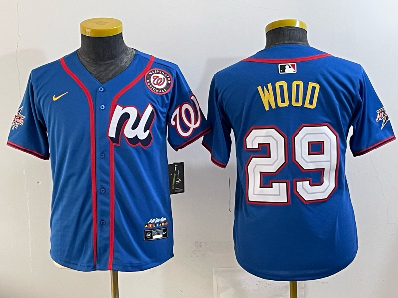 Youth Washington Nationals #29 Wood blue Nike MLB 2025 jersey 097->youth mlb jersey->Youth Jersey